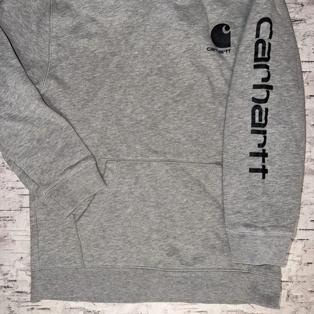 Carhartt Sweatshirt Youth Medium (10-12) Gray Long Sleeve Relaxed Fit Hoodie - Picture 2 of 9